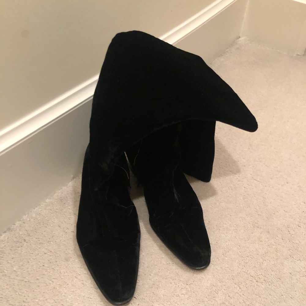 Prada black velvet boots